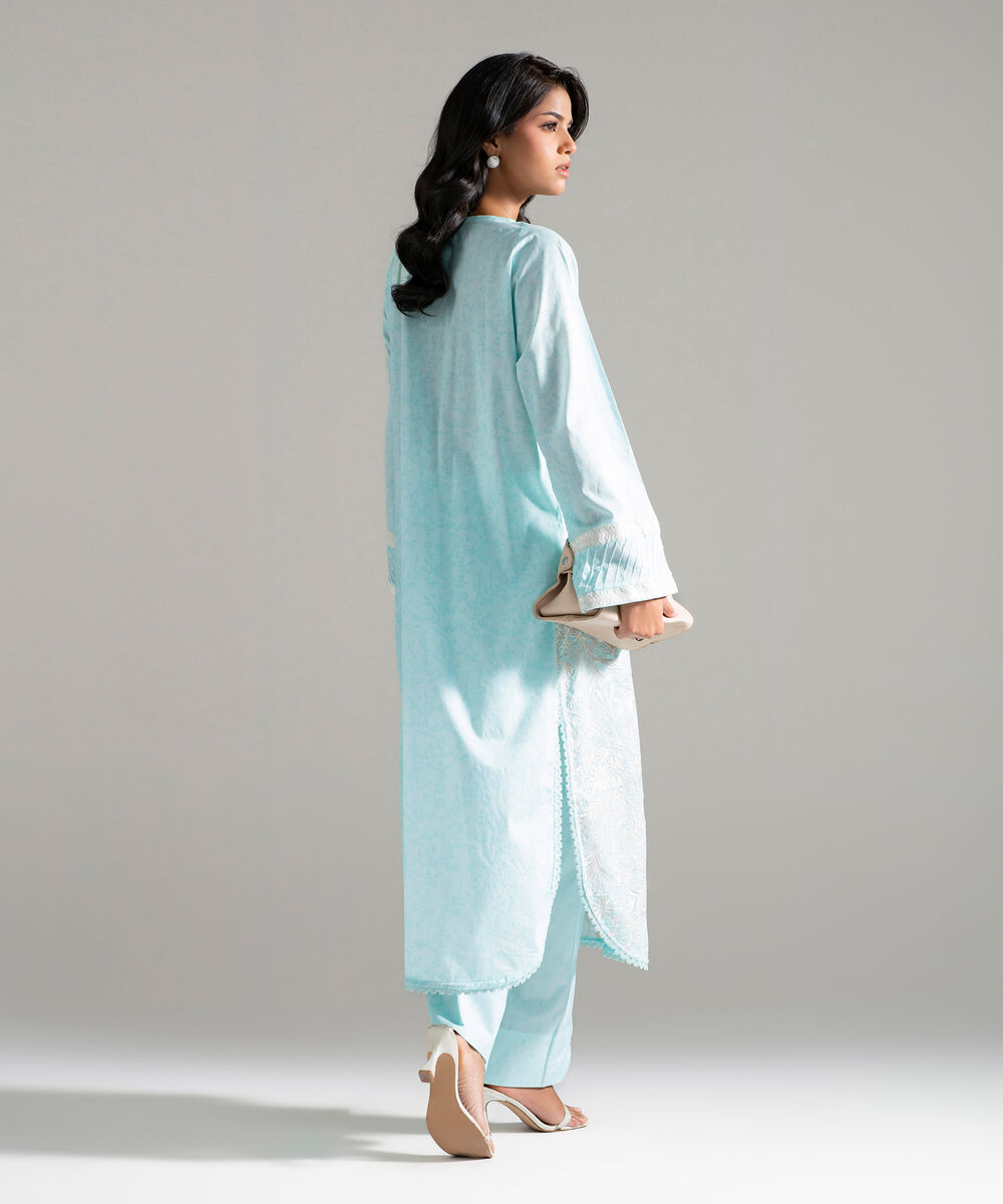 Women's RTW Lawn Embroidered Blue 2 Piece Suit