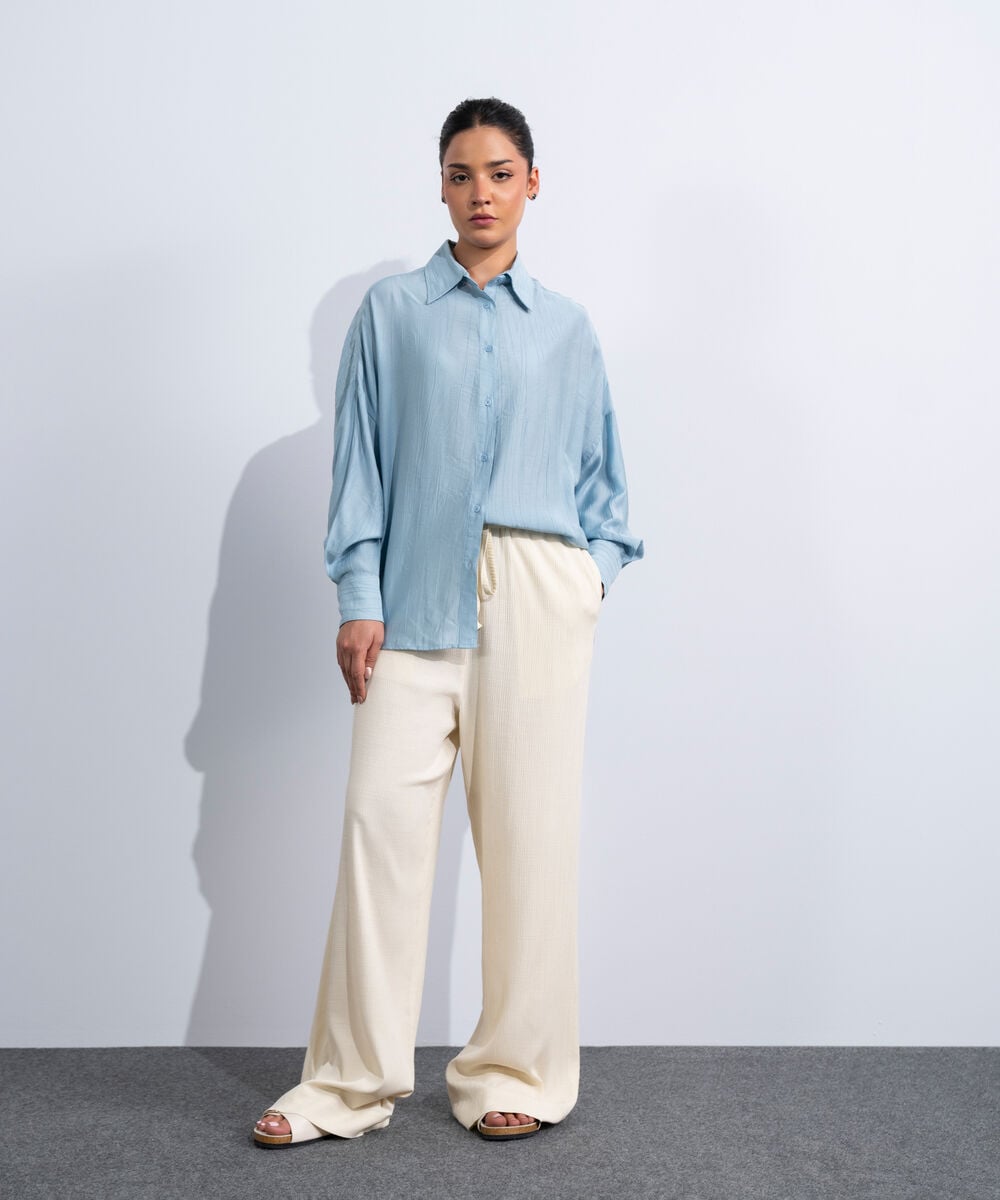 Women's Western Off-White Pull-On Seersucker Trousers