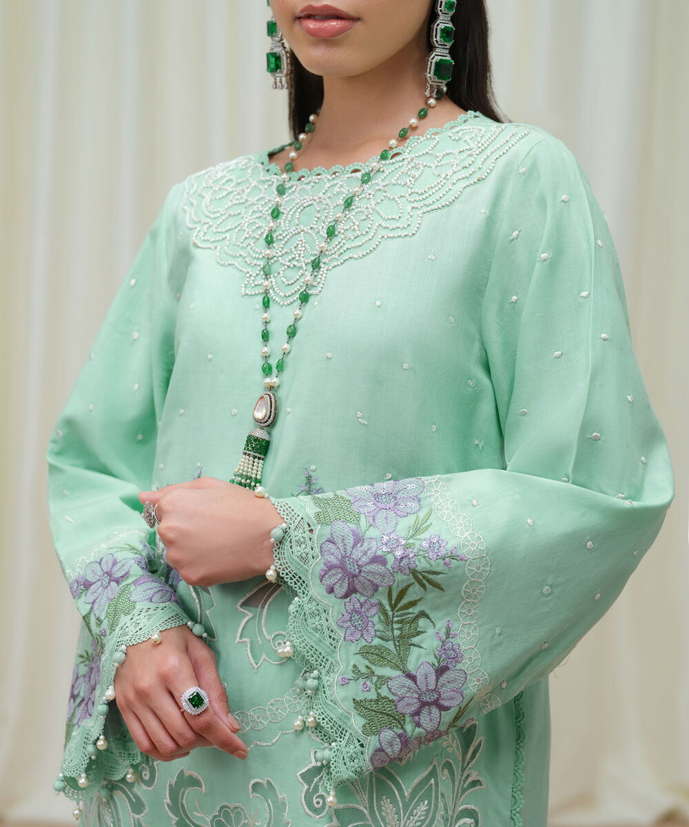 Women's Unstitched Dull Viscose Raw Silk Dyed Three Piece Suit