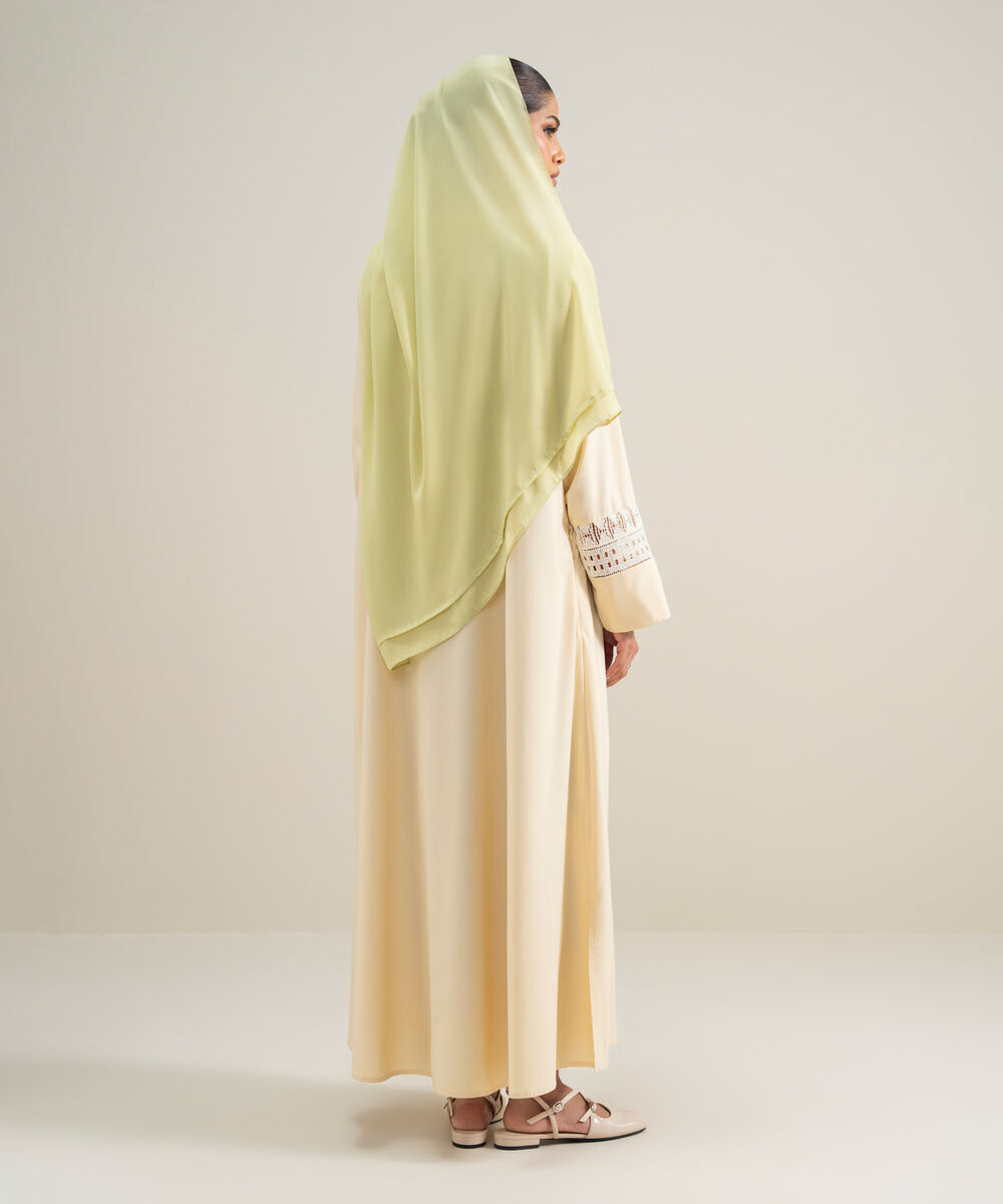 Women's Polyester Yellow Regular Abbaya