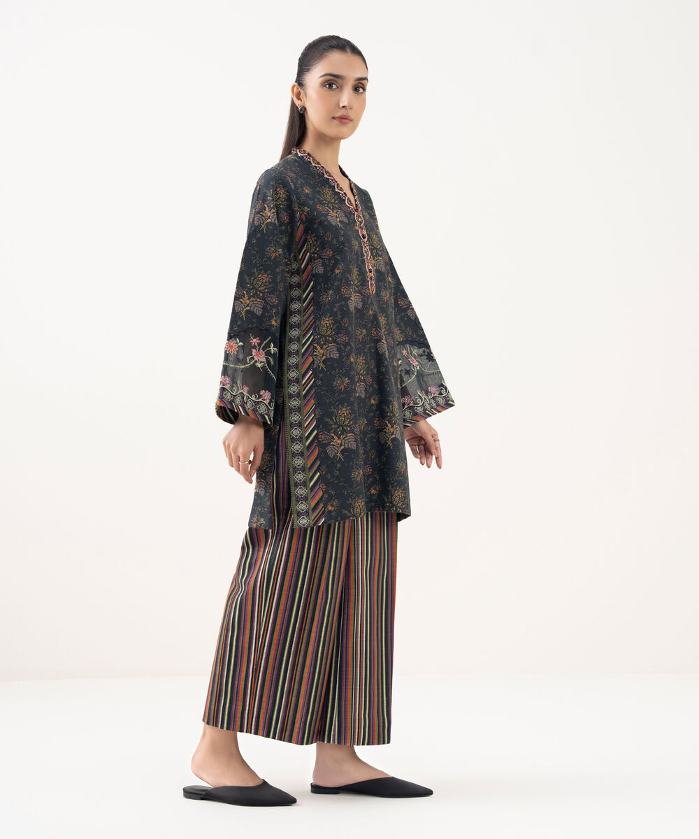 Women's Unstitched Light Khaddar Embroidered Multi 2 Piece Suit