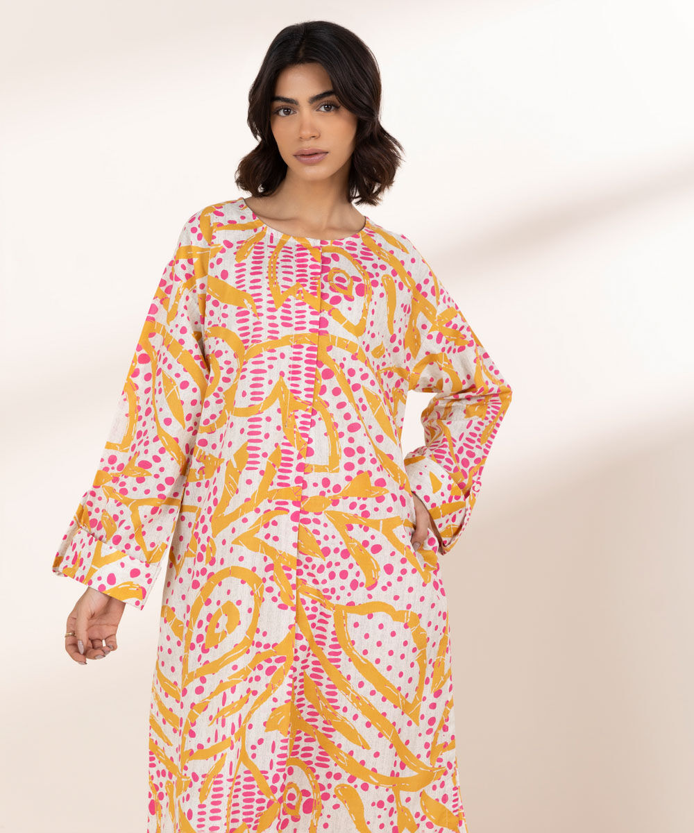 Women's RTW Textured Lawn Multi Printed Boxy Shirt