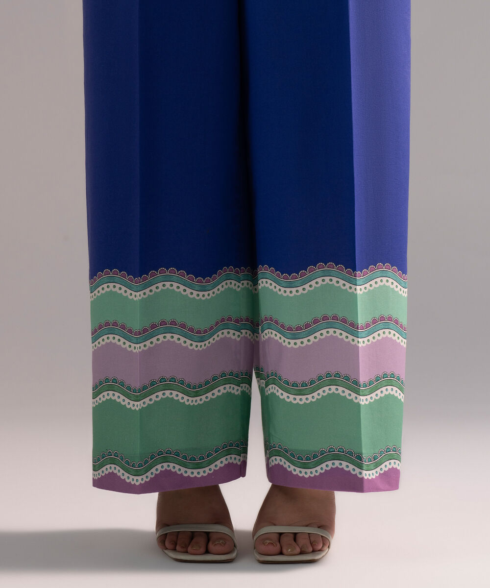 Women's RTW Cambric Printed Blue Culottes