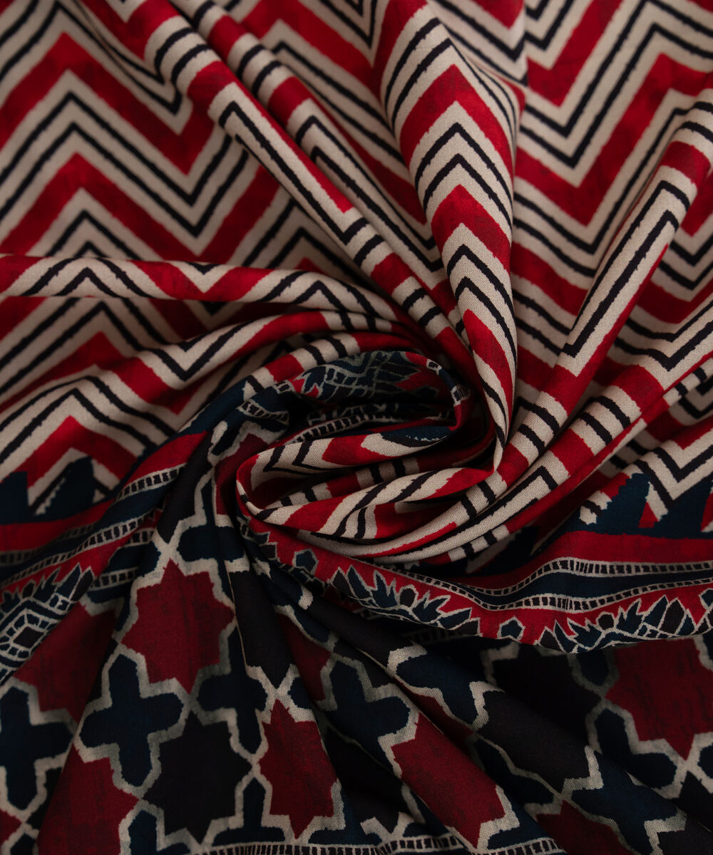 Printed Linen Maroon Dupatta