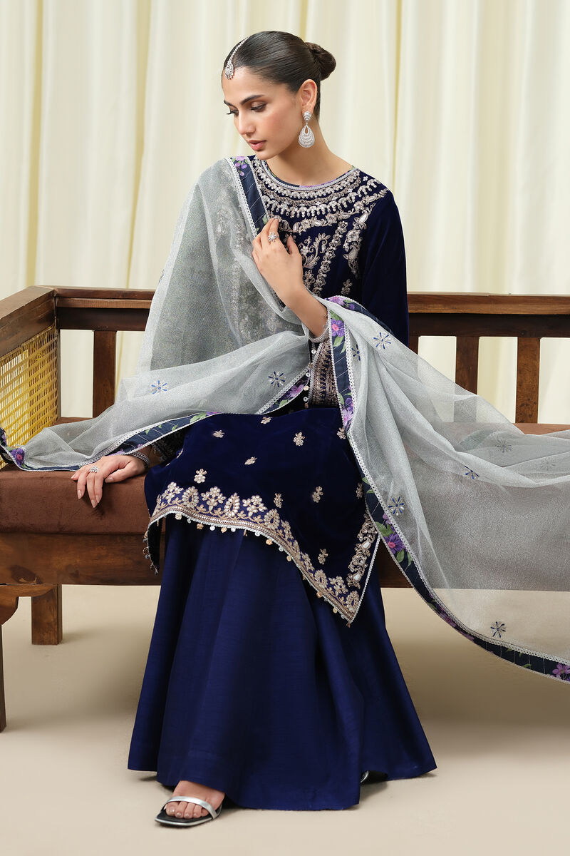 3 Piece - Embroidered Velvet Suit