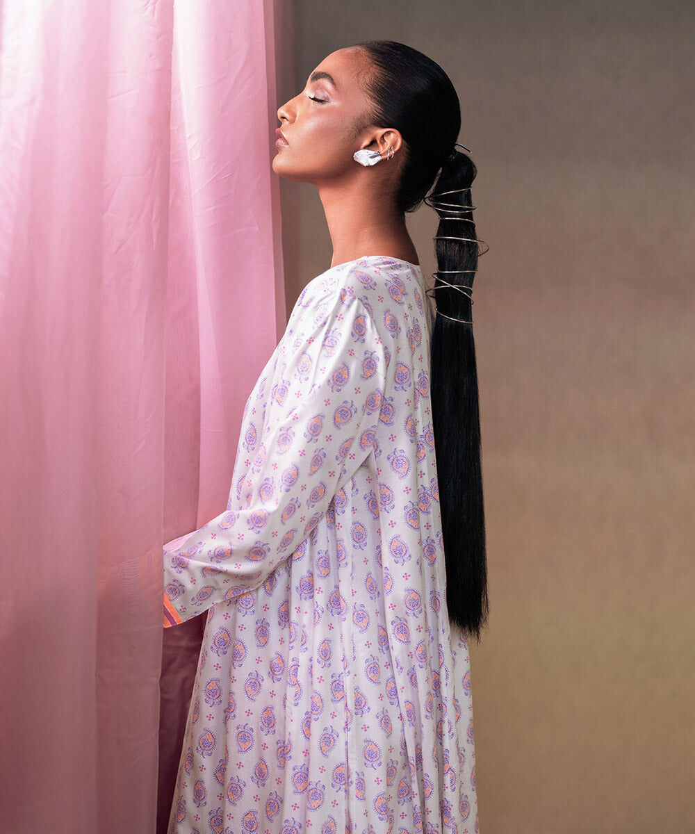 Women's Pret Arabic Lawn Purple Printed A-Line Shirt