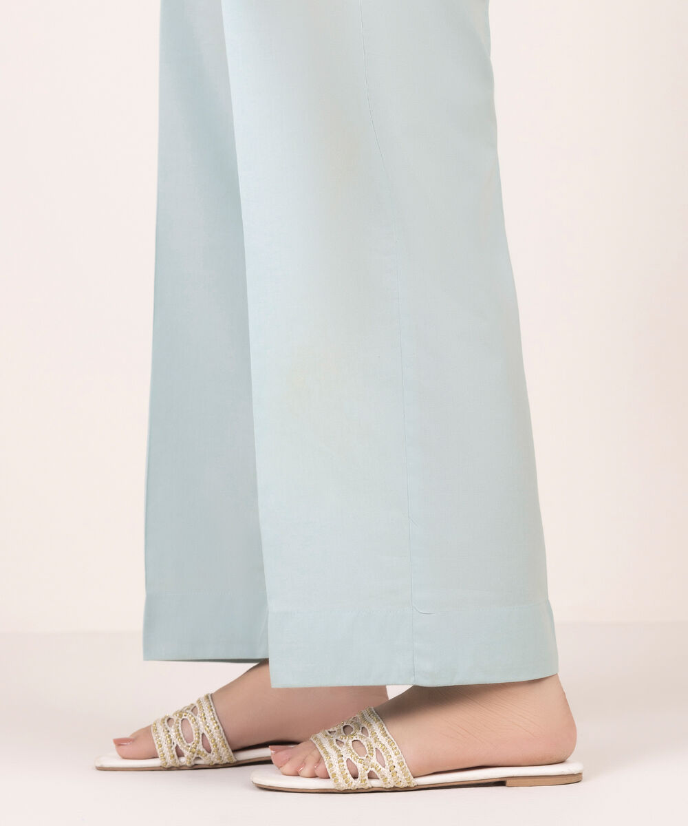 Women's RTW Cotton Viscose Solid Blue Culottes