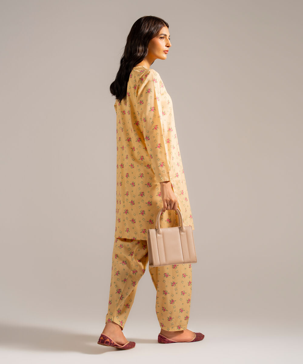 Women's RTW Lawn Printed Yellow Straight Shirt