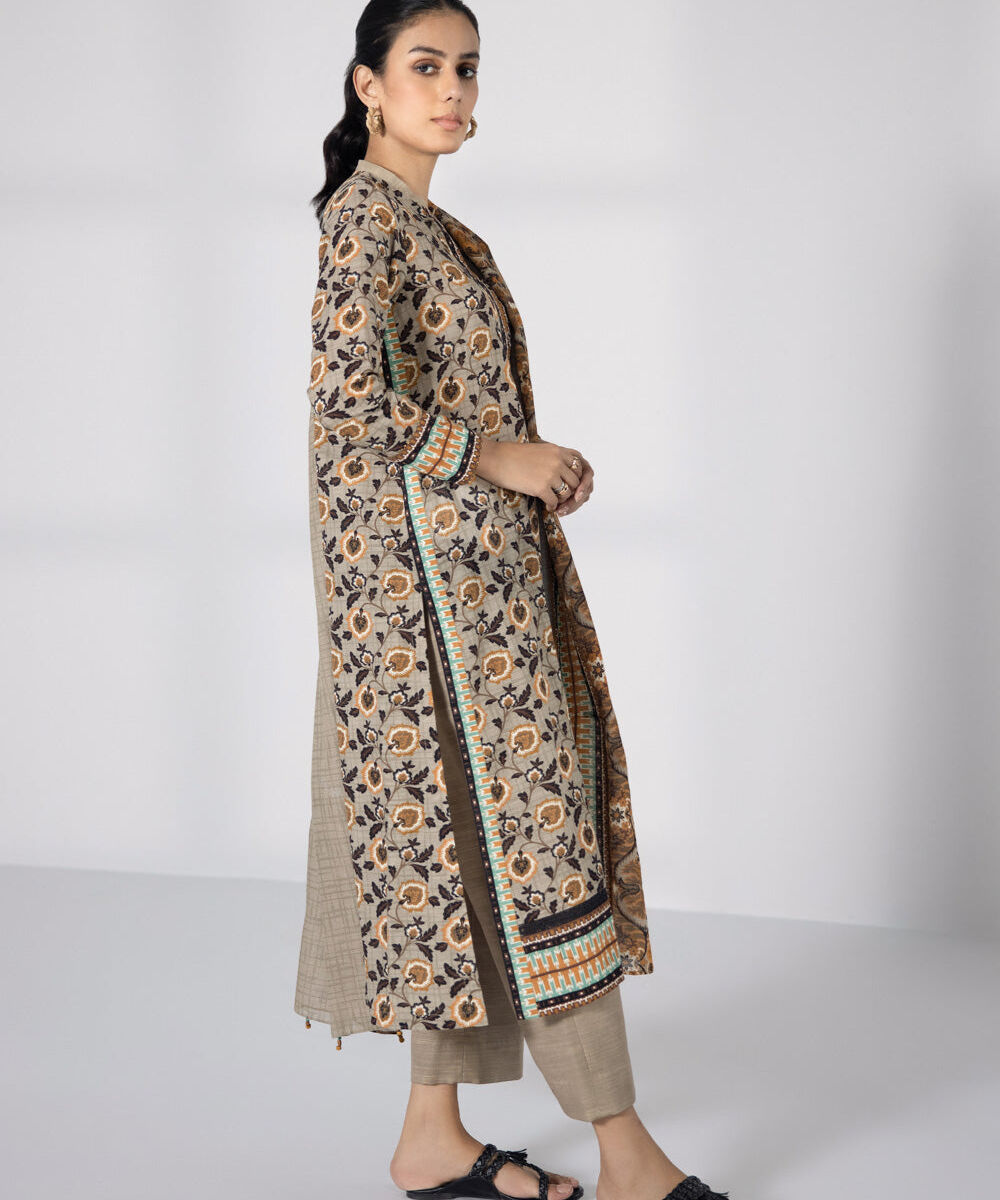 Women's Unstitched Three Piece Printed Lawn Suit