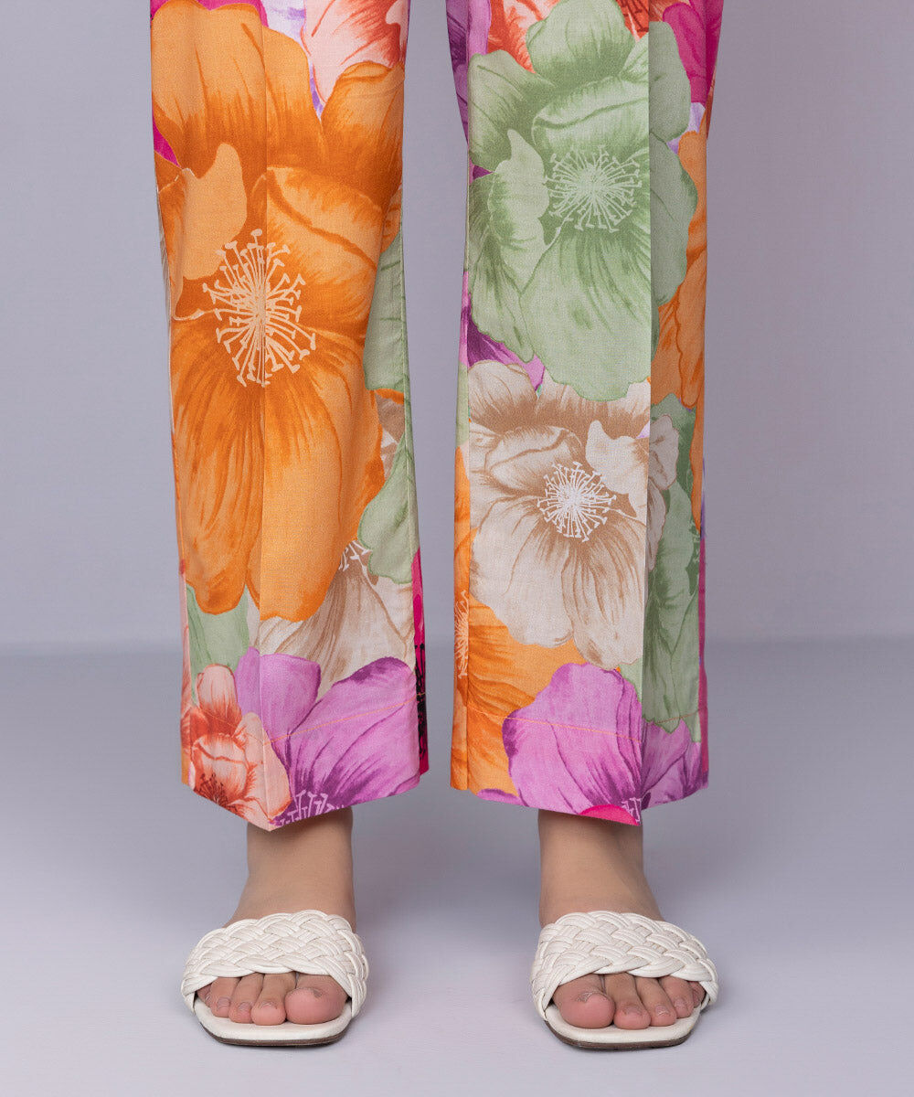 Women's Pret Cotton Viscose Multi Straight Pants