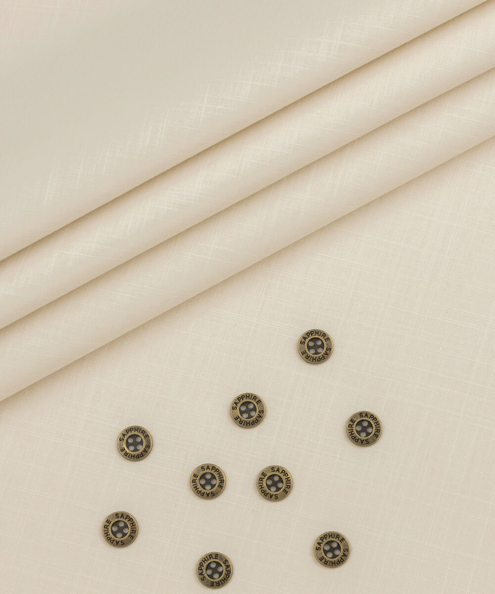 Men's Unstitched Two-Piece Light Cream Premium Slub Cotton Suit