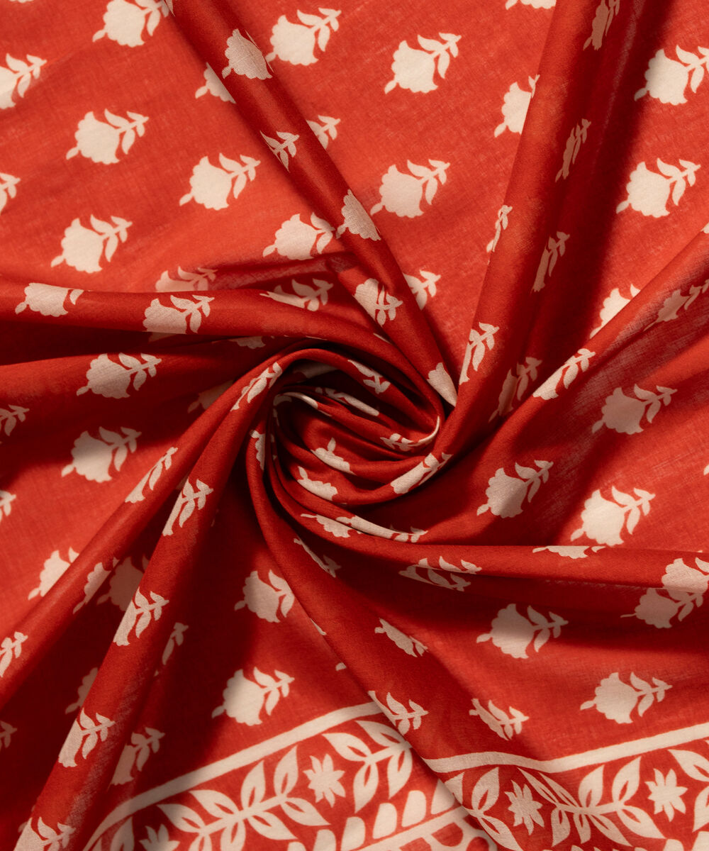 Lawn Printed Orange Dupatta