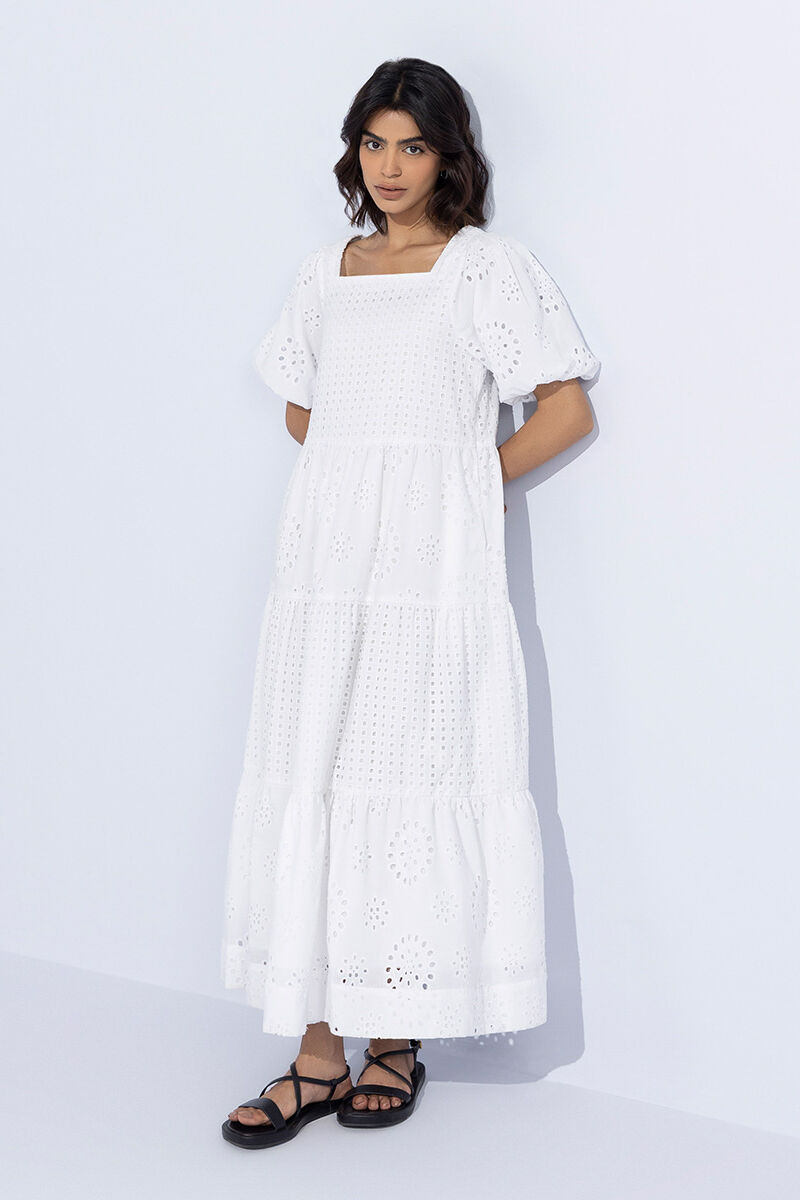 Embroidered Tier Dress