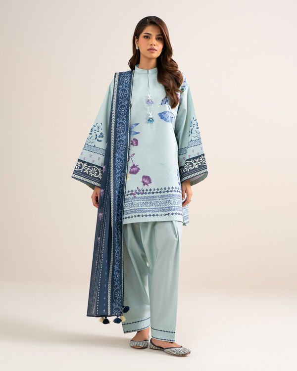 3 Piece - Printed Cotton Suit