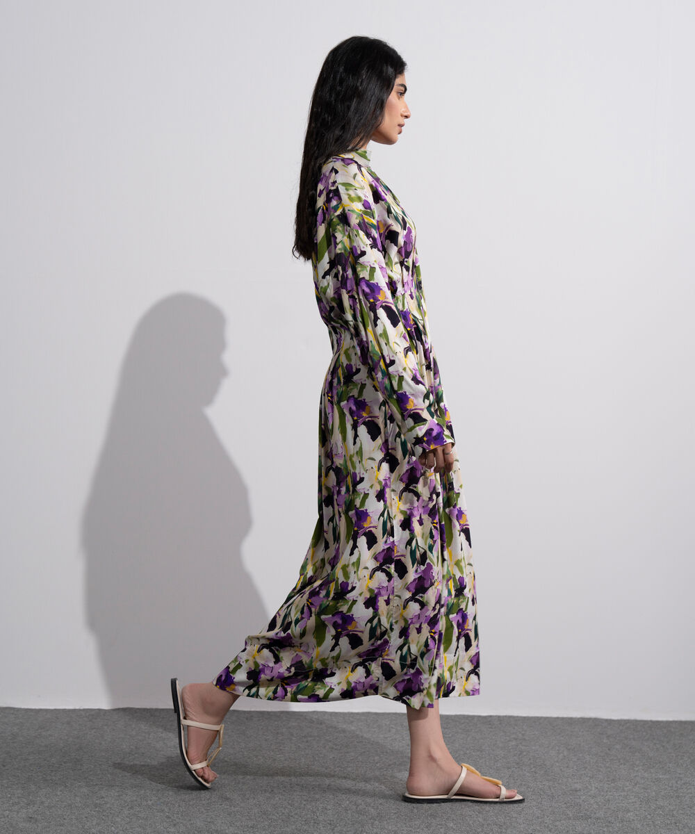 Women's Multi Printed Pleated Dress