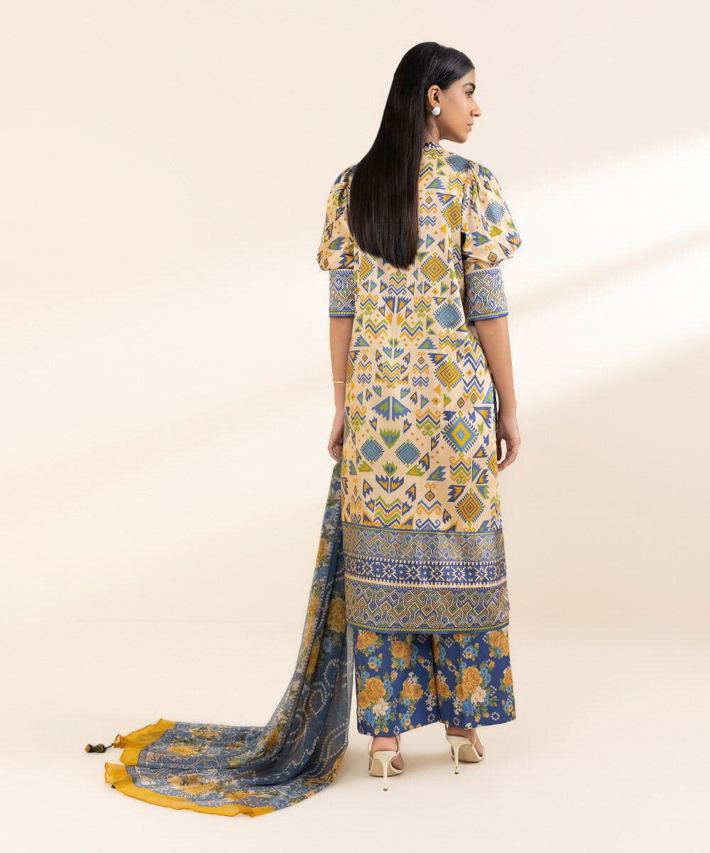 Woman - Multi 3 Piece - Printed Satin Suit