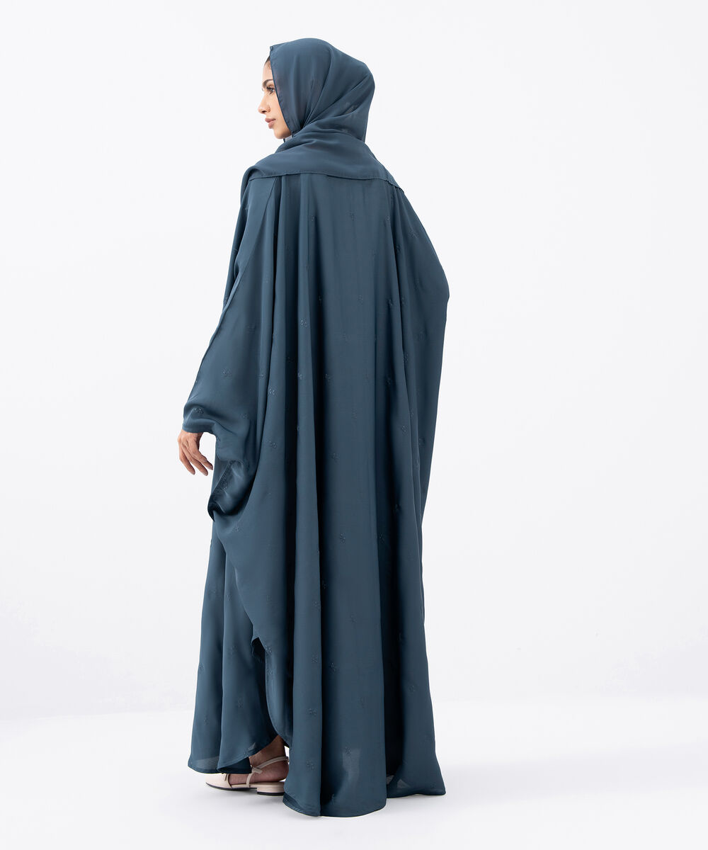 Women's Grey Polyester Abaya Set