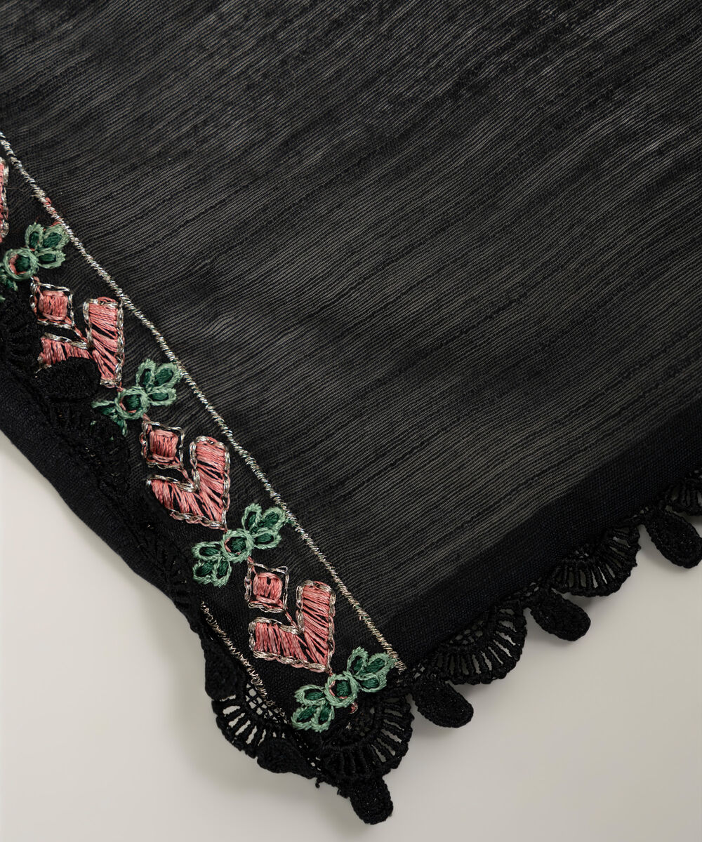 Women's RTW Manaar Embroidered Black Dupatta