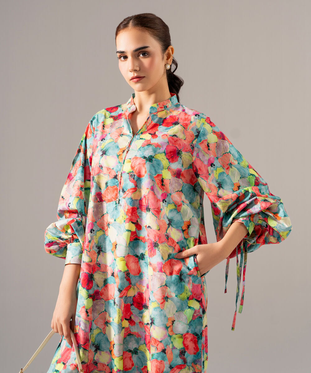 Women's RTW Cotton Viscose Printed Pink Dress