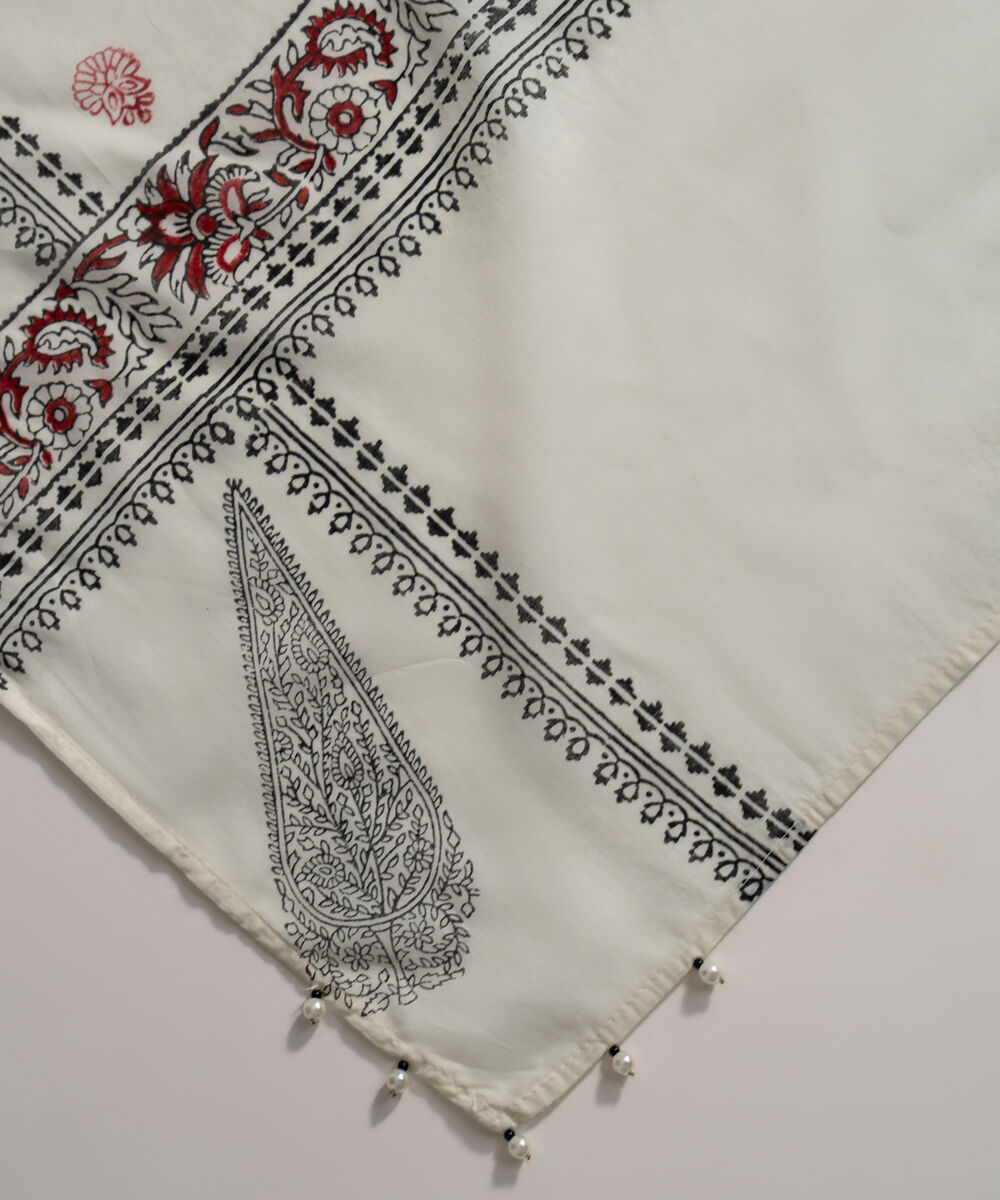 Women's RTW Fine Voil Printed Off White Dupatta