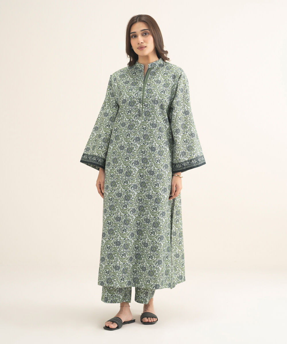 Women's Two Piece Multi Blended Karandi Printed Suit