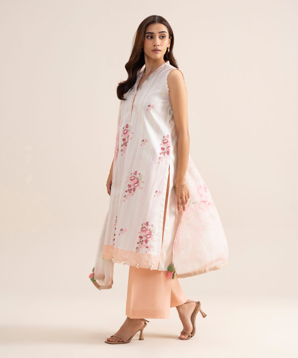3 Piece - Embroidered Lawn Suit — Sapphire view 3