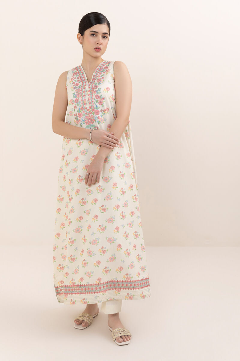 2 Piece - Embroidered Cotton Suit