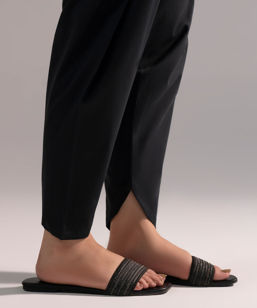 Women's RTW Cambric Solid Black Skinny Shalwar