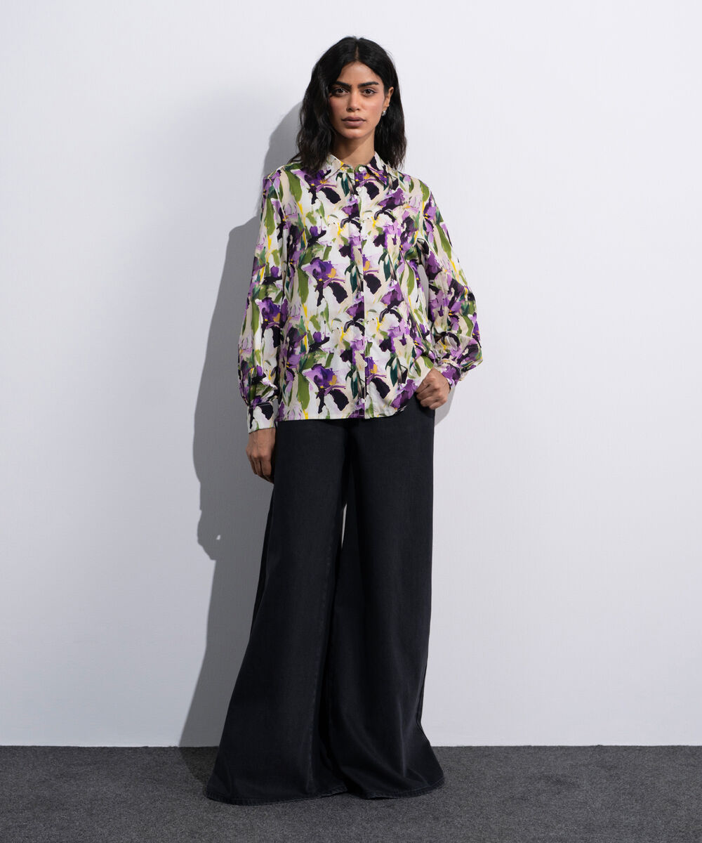 Women's Multi Abstract Printed Viscose Shirt