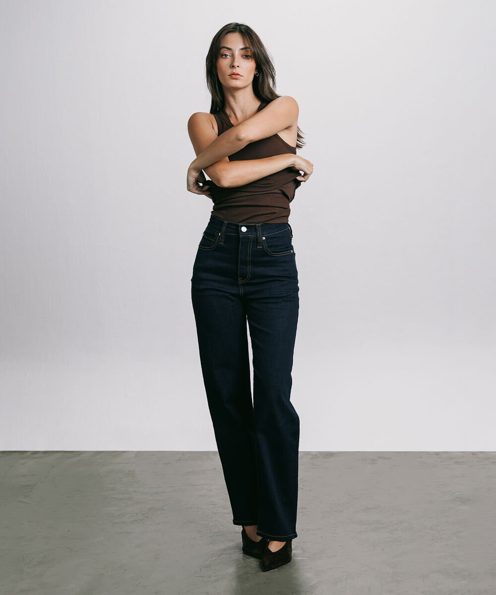 Women's Western Wear Blue High Rise Straight Jeans