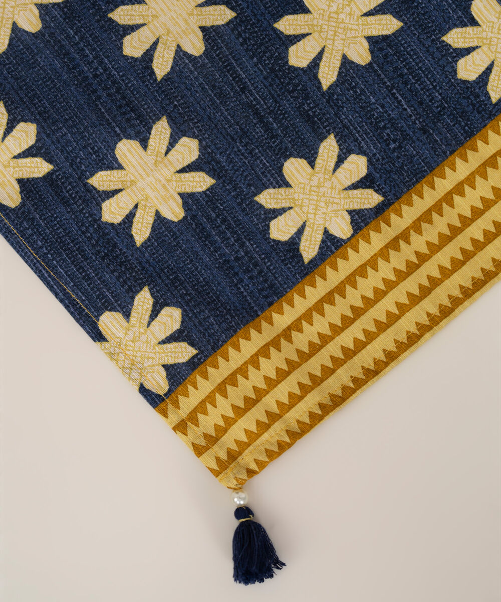 Printed Khaddar Blue Dupatta