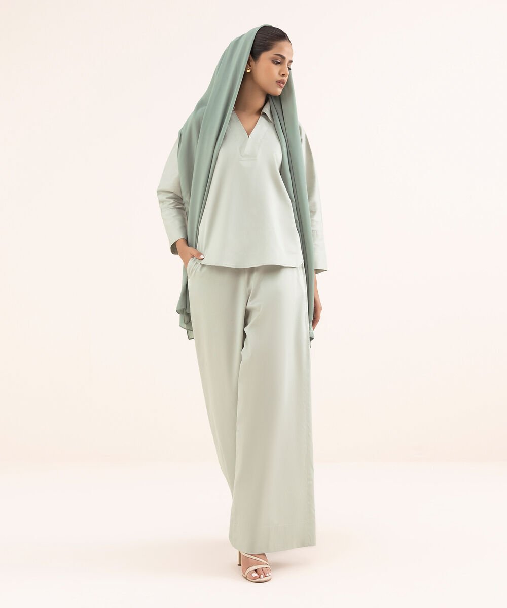 Women's Grey Cotton Modest Wear Top