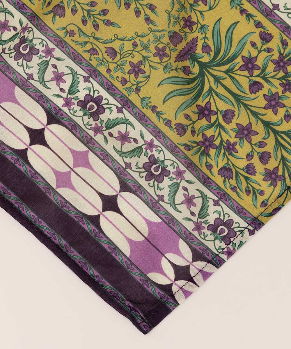 Fine Voile Purple Printed Dupatta