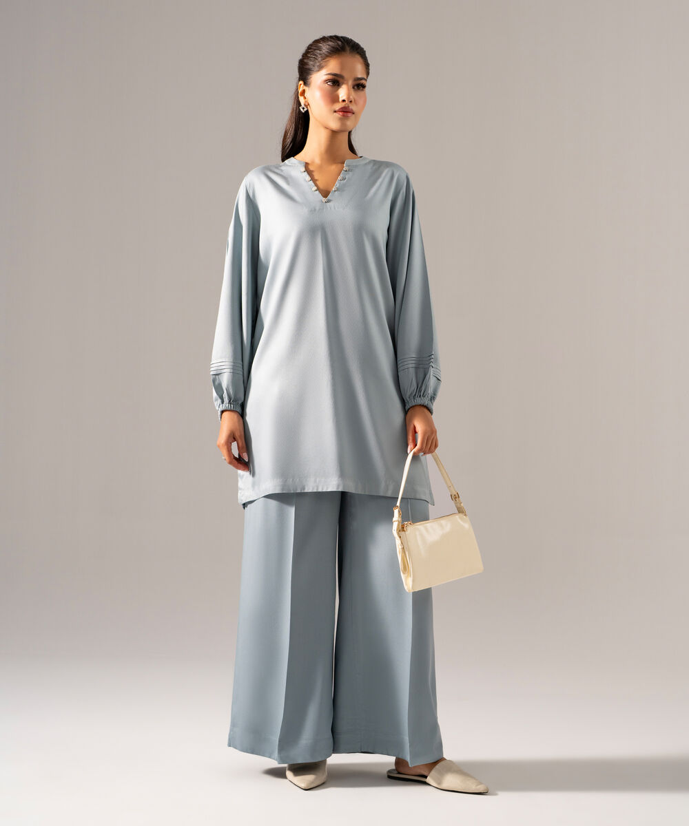 Women's RTW Bedford Solid Blue 2 Piece Suit