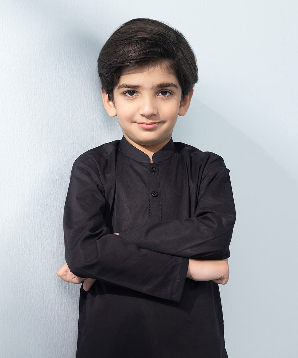 Boys - Black Cotton Suit