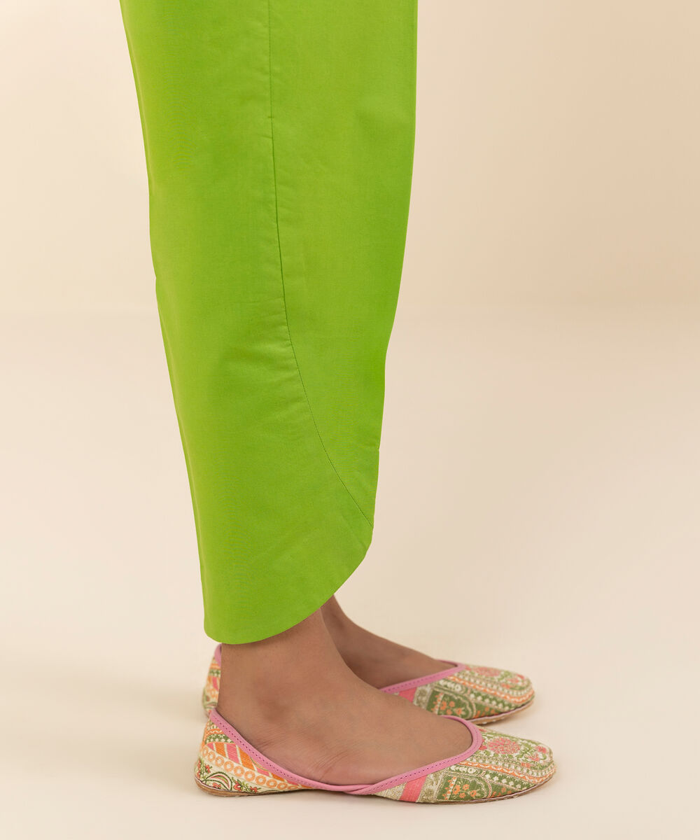 Women's Unstitched Cotton Green Trousers