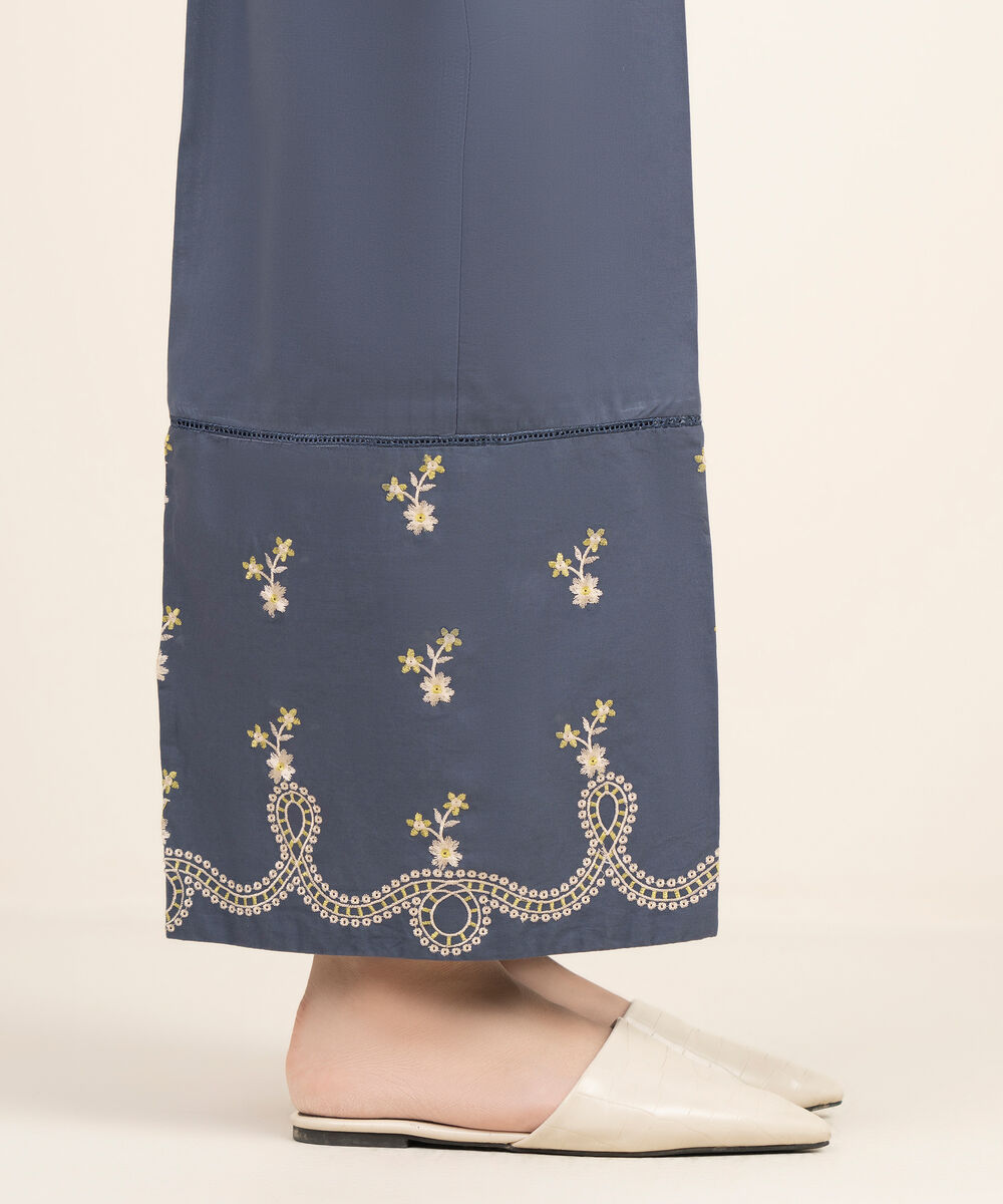 Women's RTW Cambric Embroidered Blue Culottes