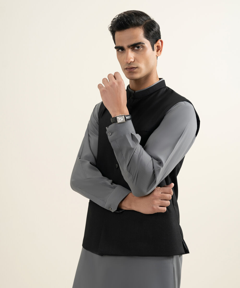 Men's black Tropical Suiting Waistcoat