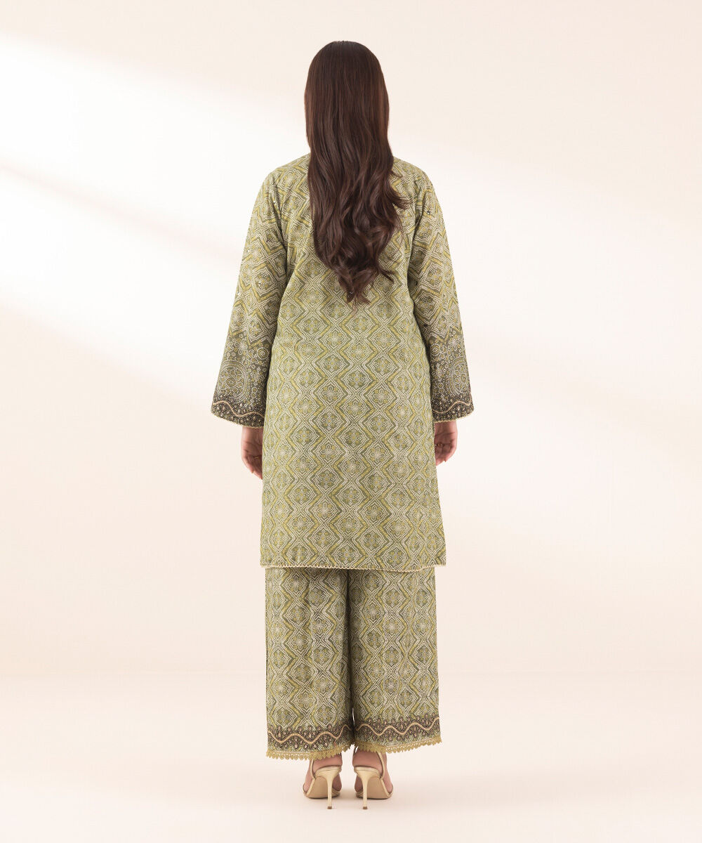 Woman - Green Embroidered Zari Lawn Shirt