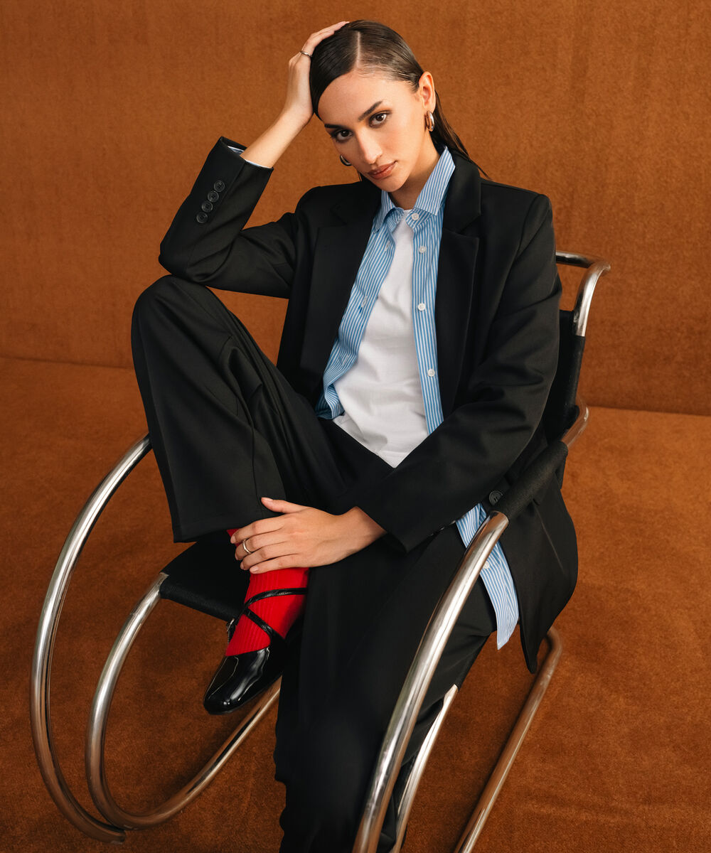 Women's Western Wear Black Loose-Fit Tailored Blazer