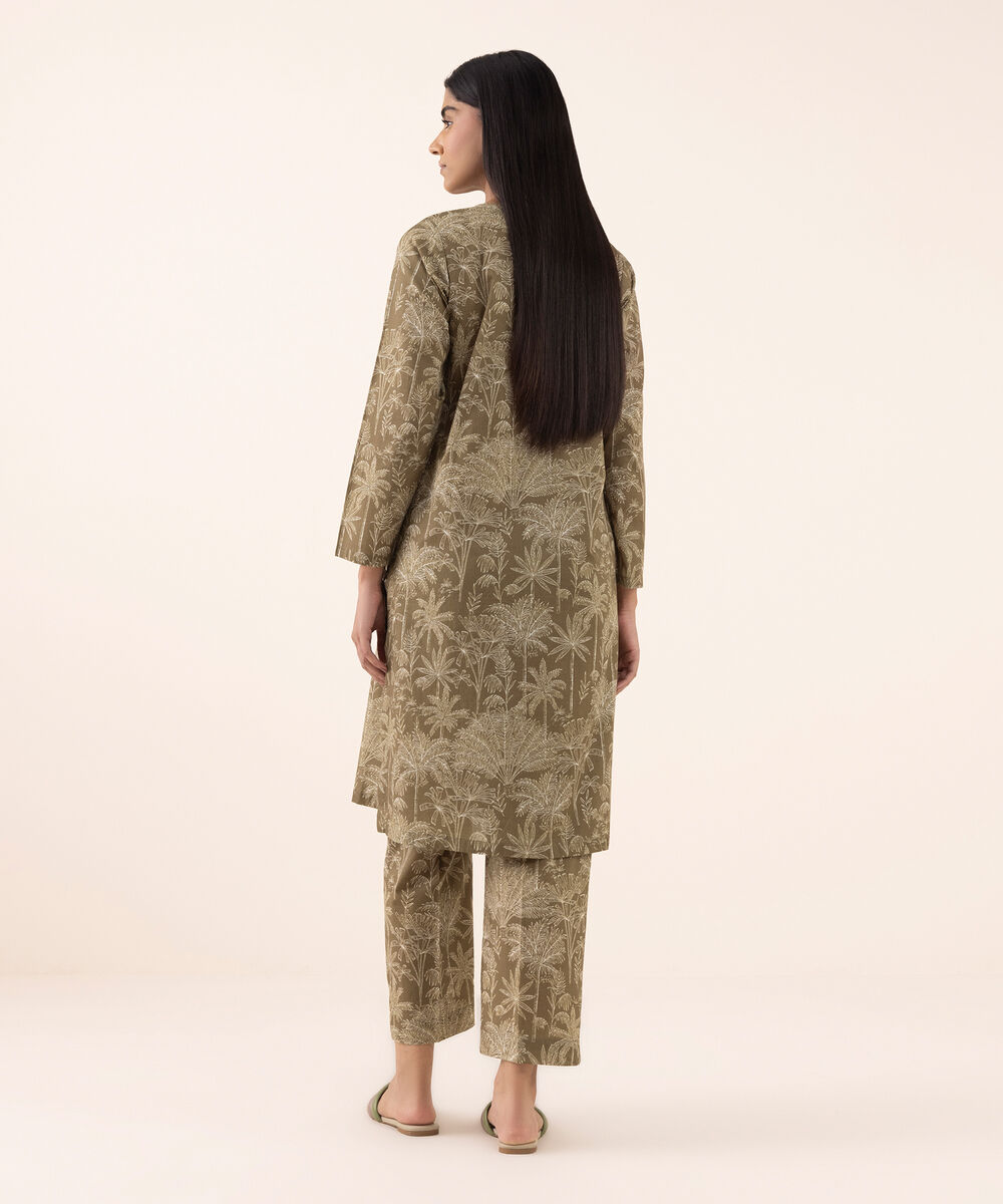 Women's RTW Texured Lawn Brown Printed Aline Shirt