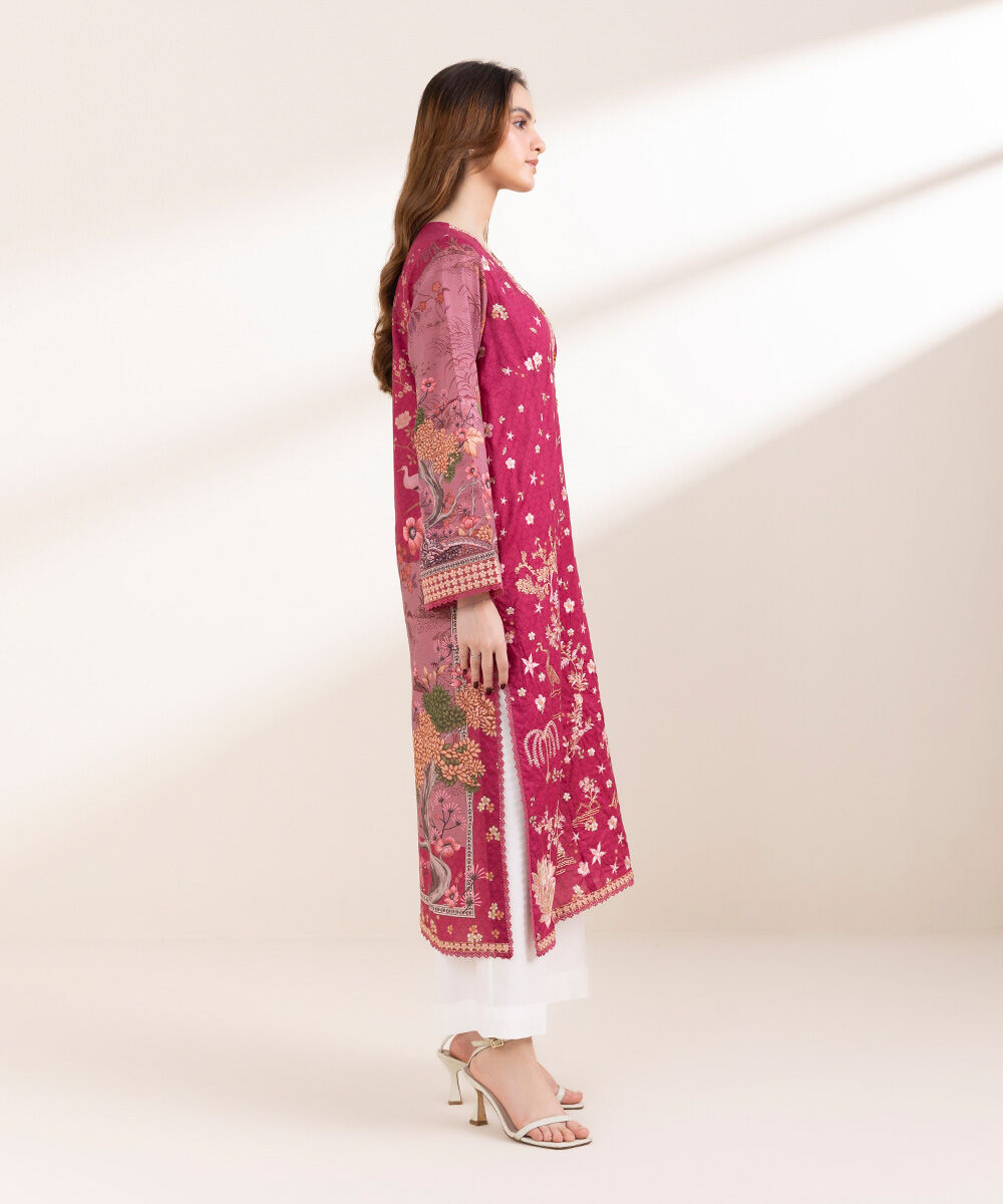 Women's Pret Lawn Pink Embroidered A-Line Shirt