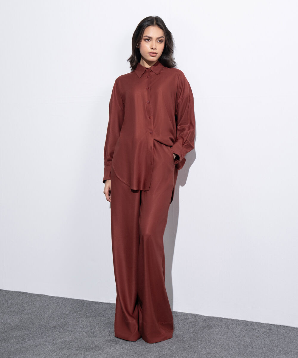 Women's Western Rust Loose-Fit Button Through  Shirt