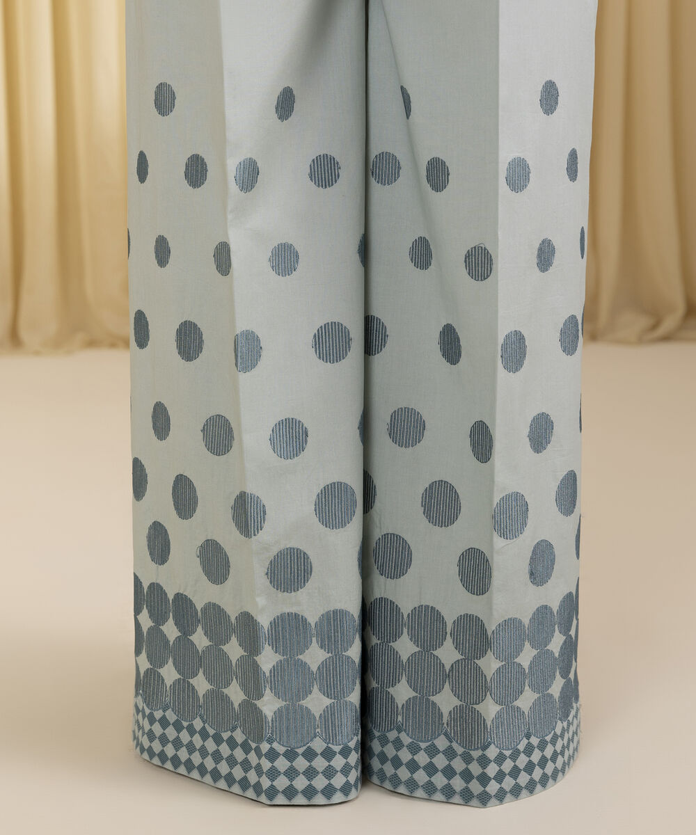 Unstitched Women's Blue Extra Weft Jacquard 3 Piece Suit