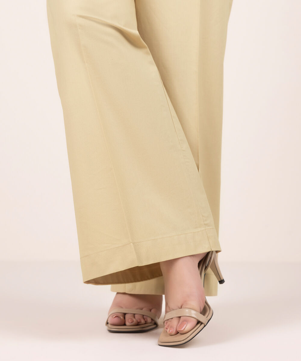 Women's RTW Cambric Solid Beige Culottes