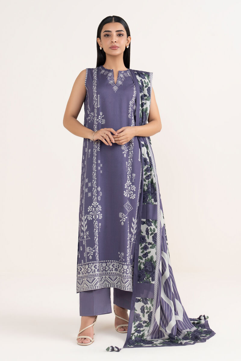 3 Piece - Printed Linen Suit