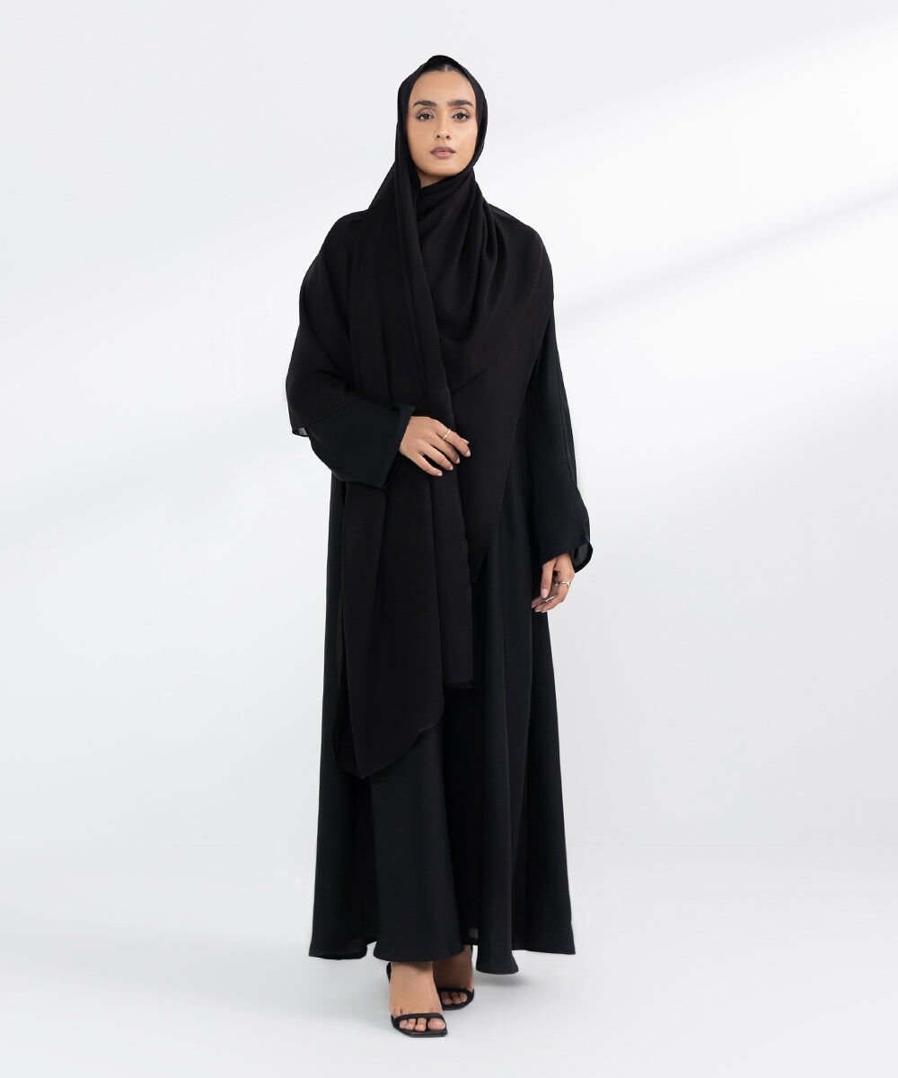 Basic Abaya Black Front Open Abbaya