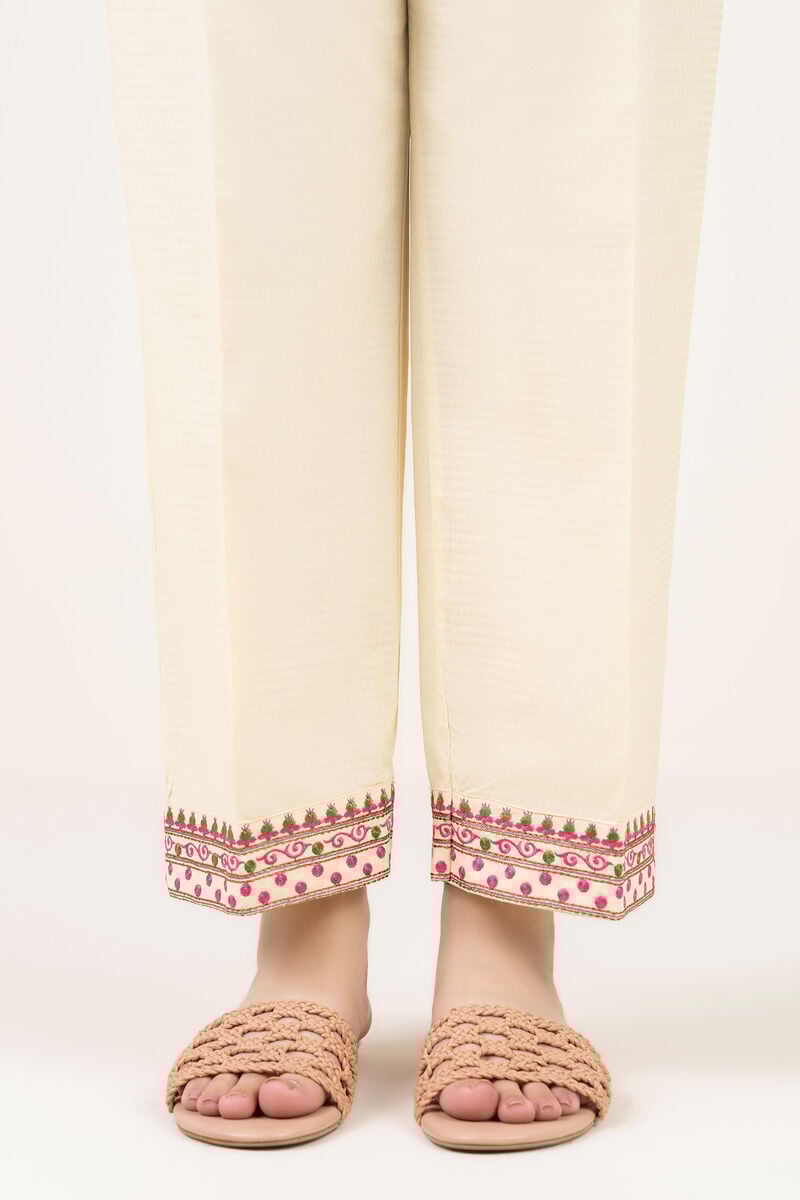 Embroidered Dobby Straight Pants