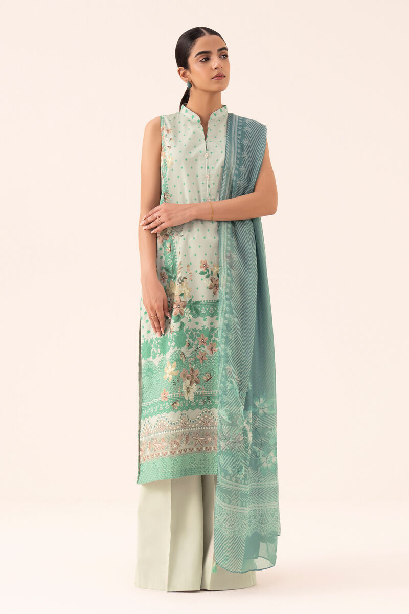 3 Piece -  Embroidered Cotton Viscose Suit