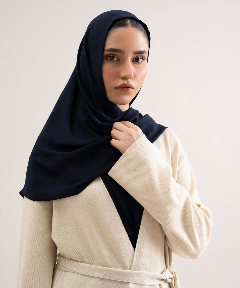Women's Polyester Navy Blue Hijab